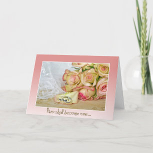 Anéis De Casamento No Cartão Petal Rosa