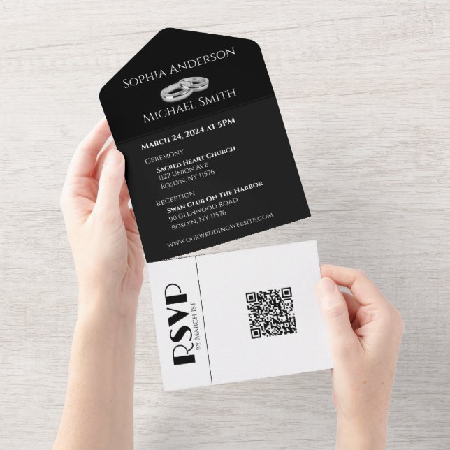 Anéis de Casamento Preto e Branco- (Aba destacável)