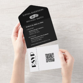 Anéis de Casamento Preto e Branco-