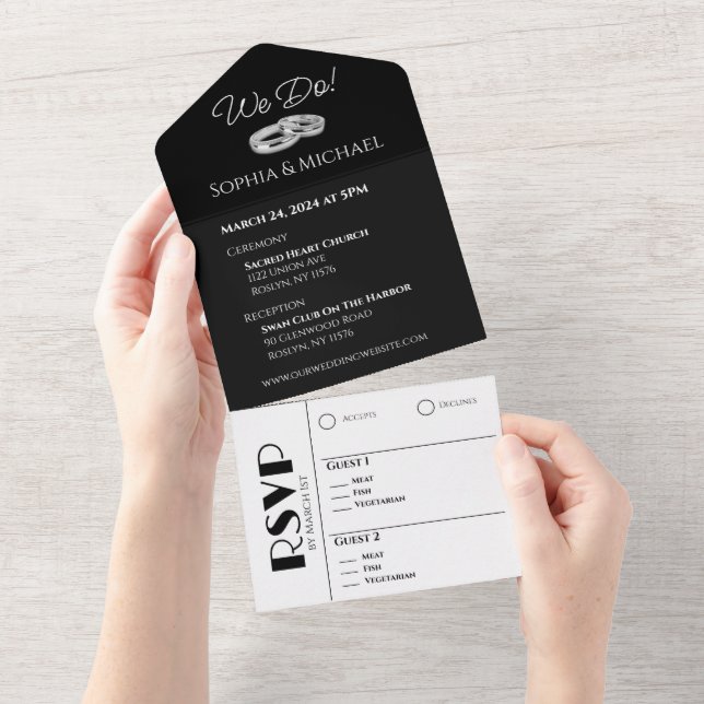 Anéis de Casamento Preto e Branco- (Aba destacável)