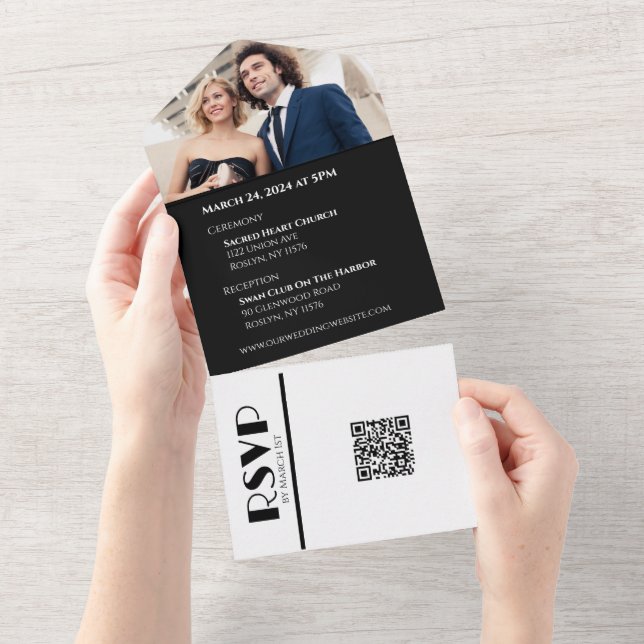 Anéis de Casamento Preto e Branco - Tudo em Um I (Aba destacável)