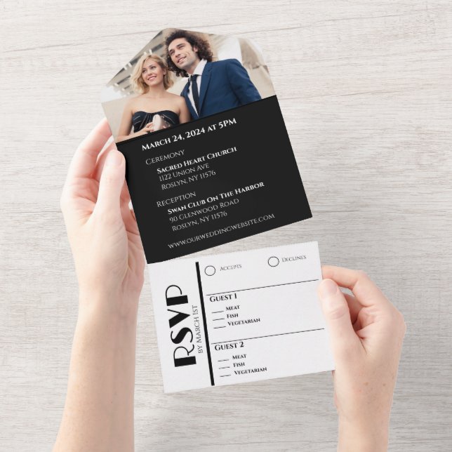 Anéis de Casamento Preto e Branco - Tudo em Um I (Aba destacável)