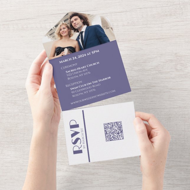 Anéis de Casamento Roxo e Branco- (Aba destacável)