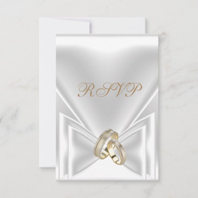 Anéis de Ouro Branco Elegantes RSVP Casamento (Frente)