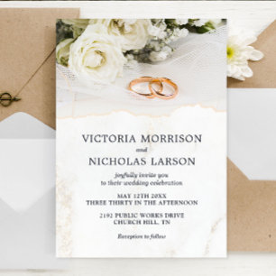 Anéis Elegantes Modernos com Convite para Casament