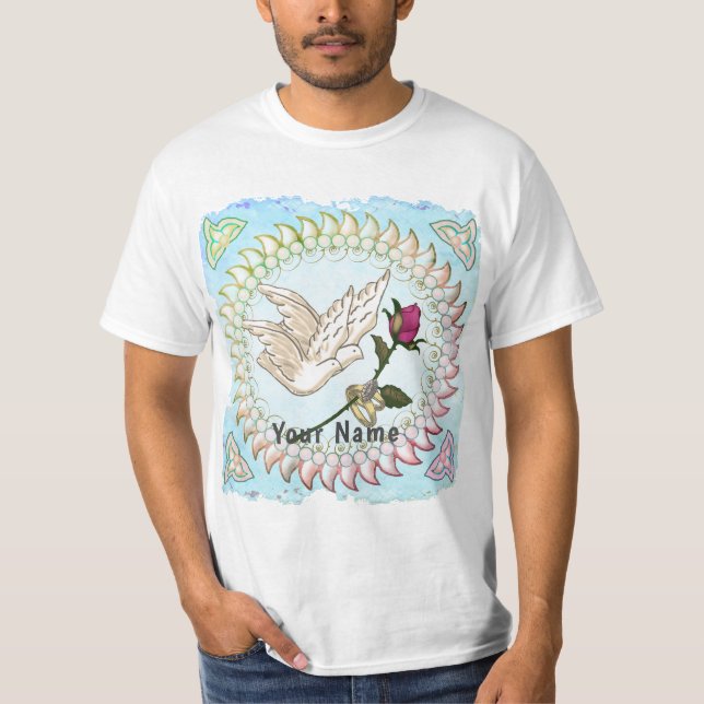 Anéis Rosa Camiseta de casamento (Frente)