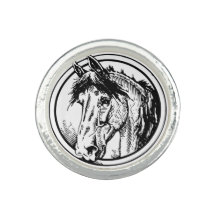 Anel de Fotografias da Cabeça de Cavalo B/W