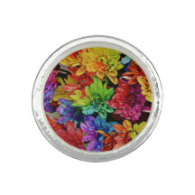 Anel de Fotos Floral Multicolorida