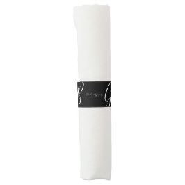 Anel De Guardanapo Casamento de Iniciais de Monograma Branco e Preto