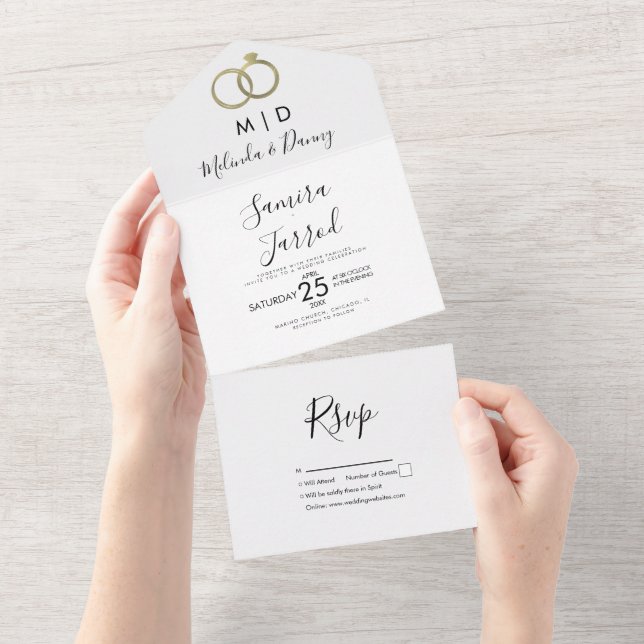 Anel de Papel Alumínio Dourado Moderno Casamento (Tearaway)