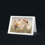 Anel em torno de um cartão de aniversário da rima<br><div class="desc">Uma ilustração "do ganso de mãe de Jessie Willcox Smith", 1914. Jesse Willcox Smith, 1863-1935, era nascido em Philadelphfia. Era um ilustrador americano famoso para seu trabalho nos compartimentos tais como o Diário Home das senhoras e para suas ilustrações para os livros de crianças. O texto impresso na beira é...</div>