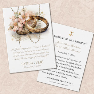 Anel Floral Católico Cartão Santo de Casamento