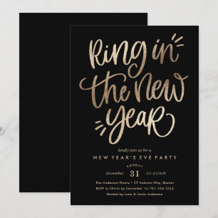 Anel no Convite de festas Faux Foil do Ano Novo