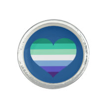 Anel orgulho gay Heart Motif Round Silver