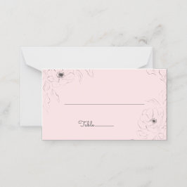 Anêmona no cartão de lugar dobrado Rosa Pálida