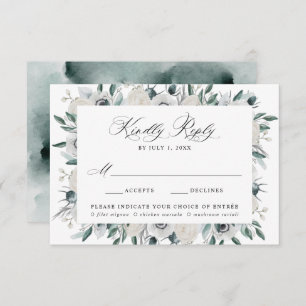 Anêmonas brancas e Rosas - RSVP de Casamento de Es