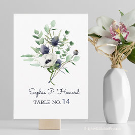 Anemone Watercolor Table Number Modelo