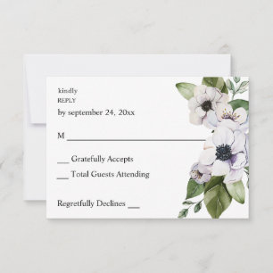 Anemone White Floral no Meal RSVP