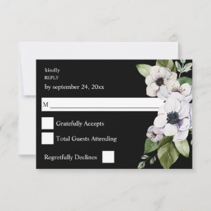 Anemone White Floral no RSVP de Farinhas - Preto