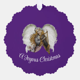 Angel Com Cartão De Ornamento De Papel Harp