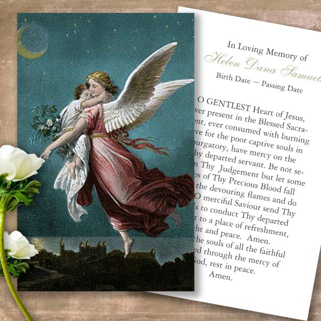Angel Funeral Loss Memorial Prayer Cartões de cond (Forever in our hearts, celebration of life, in loving memory of, prayer cards for bereavement)