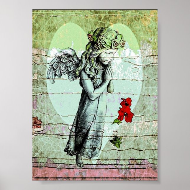 Angel Praying and Heart Poster (Frente)
