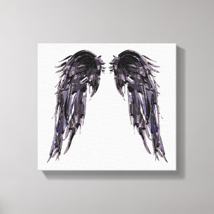 Angel Wings Black Digital Art Canvas branca preta