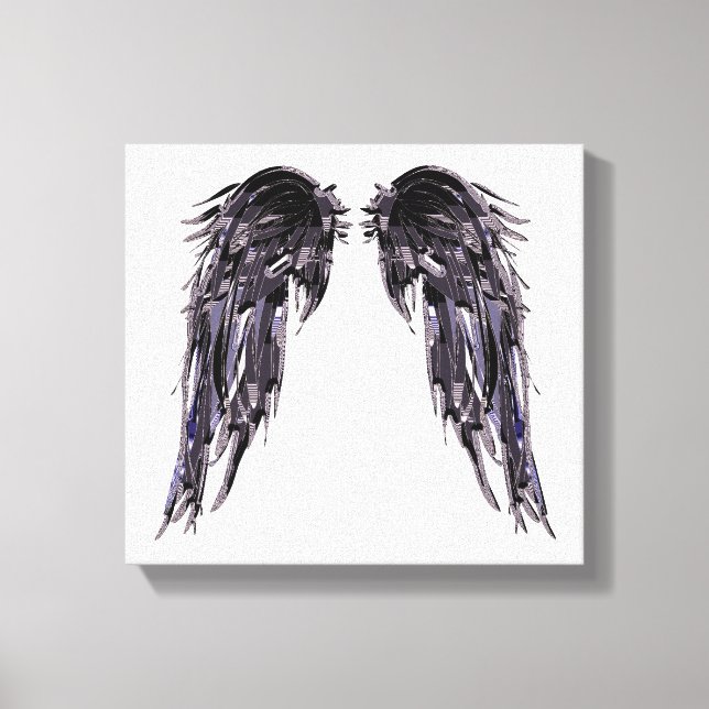 Angel Wings Black Digital Art Canvas branca preta (Frente)
