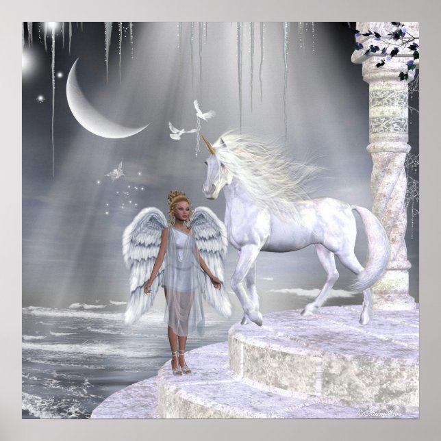 Angels Fae Unicorns Impressão (Frente)
