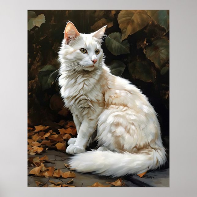 Angora Turca Cega Impressão de Arte Gato (Frente)