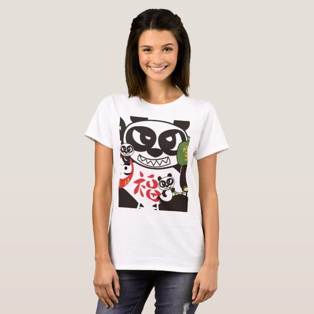 Angry Face Panda God  T-Shirt (Frente Completa)