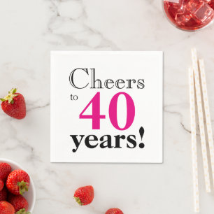 Anima-se a 40 anos de guardanapos de diversão rosa