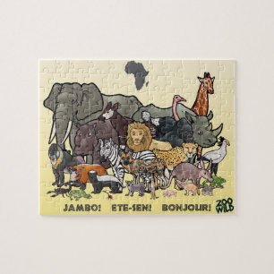 Animais africanos - quebra-cabeça de serra de