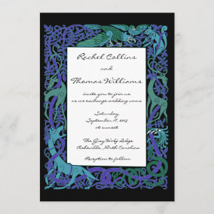 Animais celtas azuis do luar que Wedding o convite