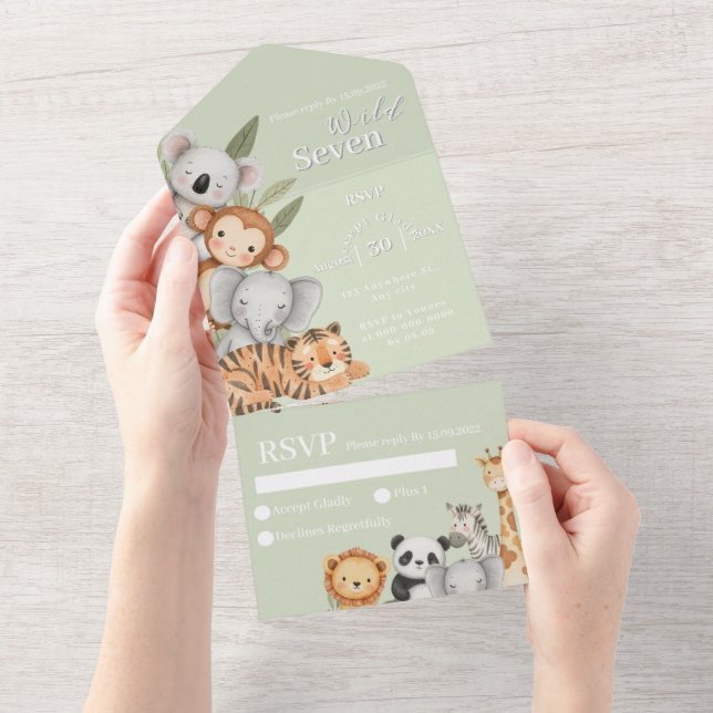 Animais Chás de Aniversário Tropicais Verdes (Aba destacável)