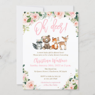 Animais da Floresta - Bebê - Convites para Meninas