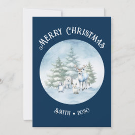 Animais da Floresta Cartão Azul de Férias Planas d