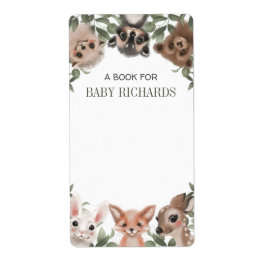 Animais da floresta chá de fraldas etiquetas adesi