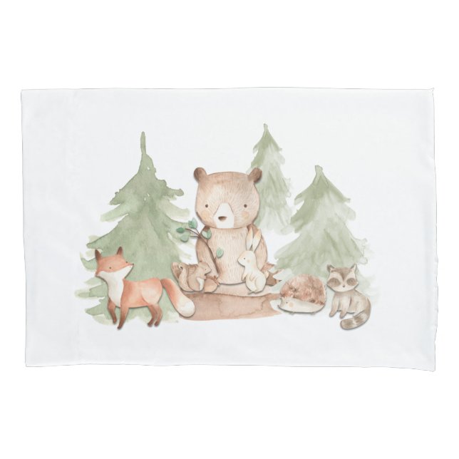 Animais da Floresta de Madeira em Aquarela Quarto  (Frente)