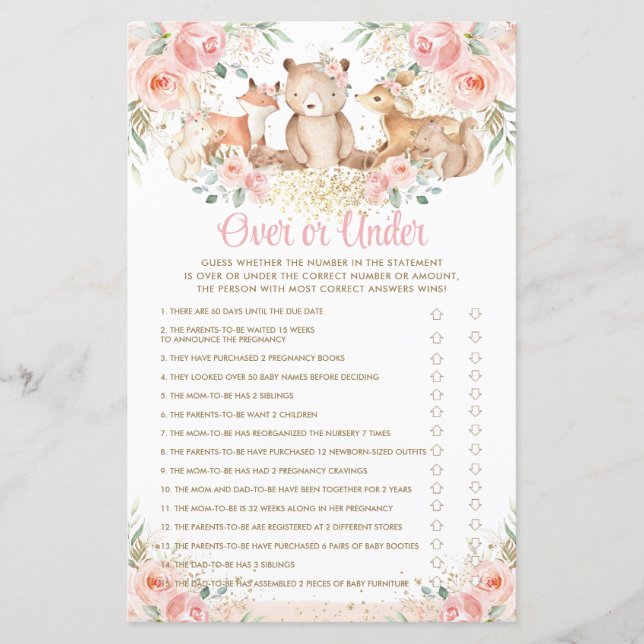 Animais da Floresta Espalhando Floral Sobre ou Sob (Frente)