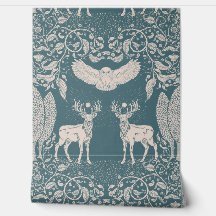 Animais da Floresta Mitologia Verde Azul Papel de
