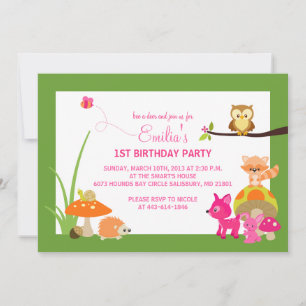 Animais Da Floresta Primeiro Convites De Aniversár