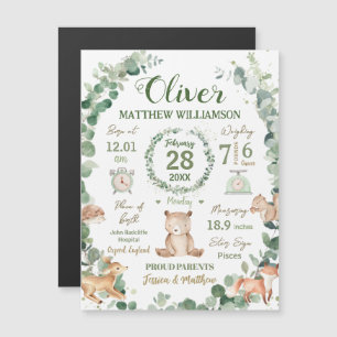 Animais da Floresta Verde Bebê Nascença Impressão