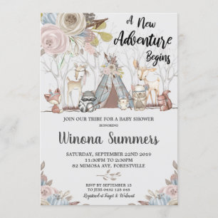 Animais Da Madeira Bebê Convites Para Chuveiro Tri