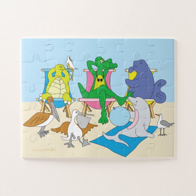 Animais da Praia Quebra-Cabeça de Peças Grandes (Horizontal)