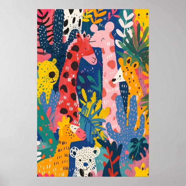 Animais da Selva Inspirados em Matisse Impressão d (Frente)
