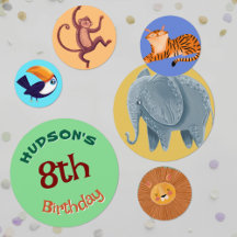 Animais da selva Safari aniversário aquarela