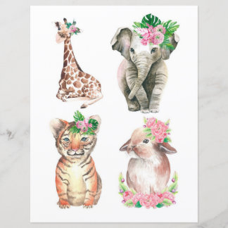 Animais de aquarela para recortar e colar