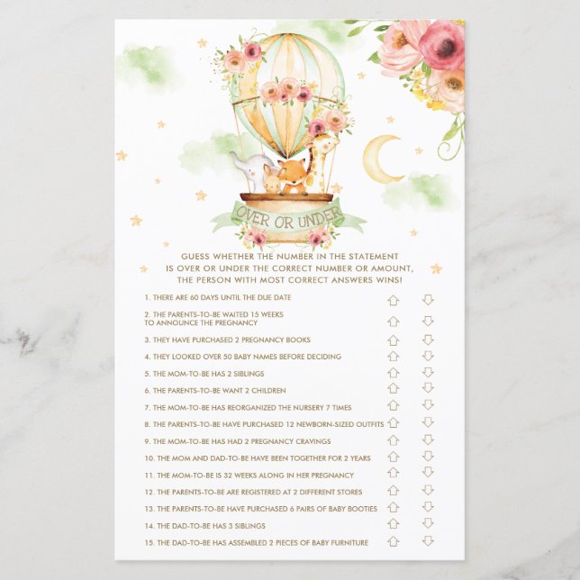 Animais de Balão de Ar Quente em Caça de Bebê (Frente)