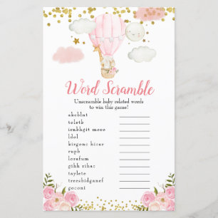 Animais de Balão de Ar Quente Rosa do Jogo do Word